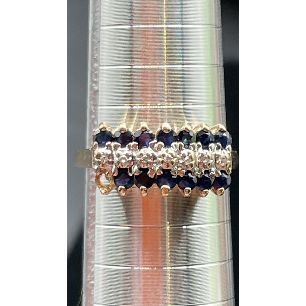 Vintage 1970s Ring Pranda North America Inc Sapphire Diamond 10k 2.52g Gold READ - Picture 7 of 9